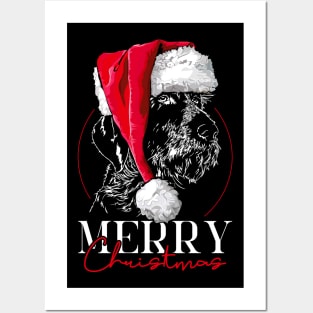 Santa German Wirehaired Pointer Merry Christmas dog Posters and Art